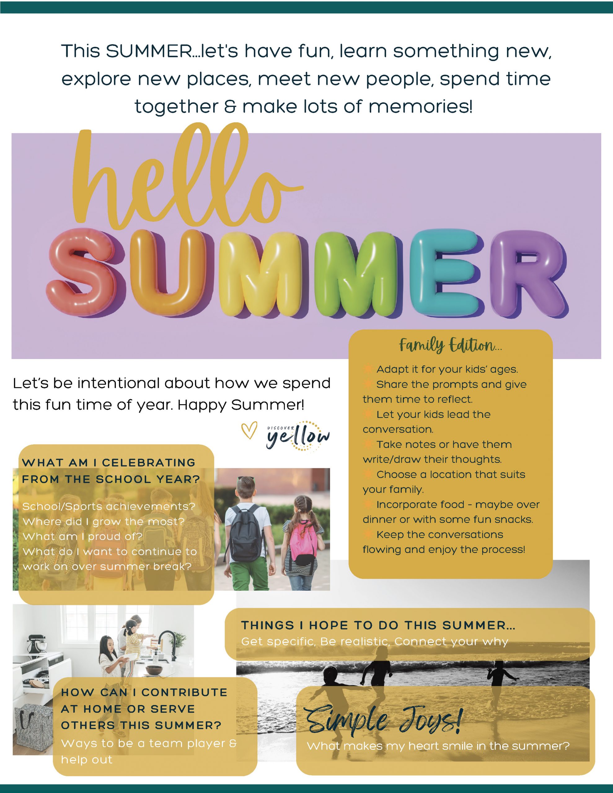 Summer Self-Reflection Worksheet - 2026 Kids Version